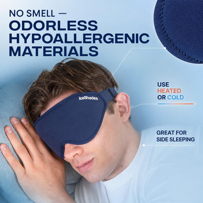 IceShades Cooling Gel Eye Mask for Migraine & Hangover Relief, Blue