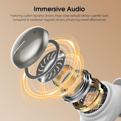 Sleep Earbuds Bluetooth 5.4, Mini Light-Weight Headphones for Side Sleepers | Features Sleep Mode & Built-in White Noise for Relaxing. 48H Battery & Clear Calls. Perfect Mini Earphones for Sound Sleep