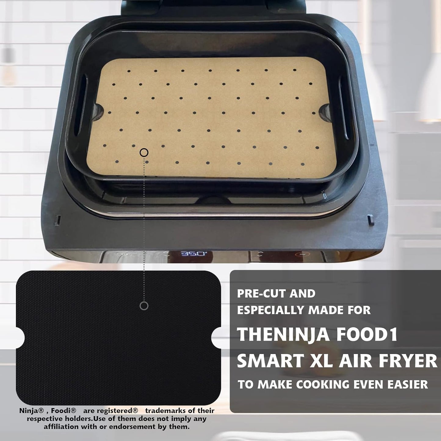 WMKGG Silicone Air Fryer Liners, 2PCS Air Fryer Silicone Liners | Reusable Rectangular Non-Stick Basket Accessories for Ninja Foodi Dual DZ201/DZ401 8-10QT