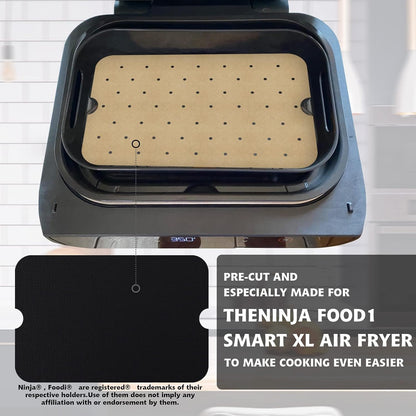 WMKGG Silicone Air Fryer Liners, 2PCS Air Fryer Silicone Liners | Reusable Rectangular Non-Stick Basket Accessories for Ninja Foodi Dual DZ201/DZ401 8-10QT