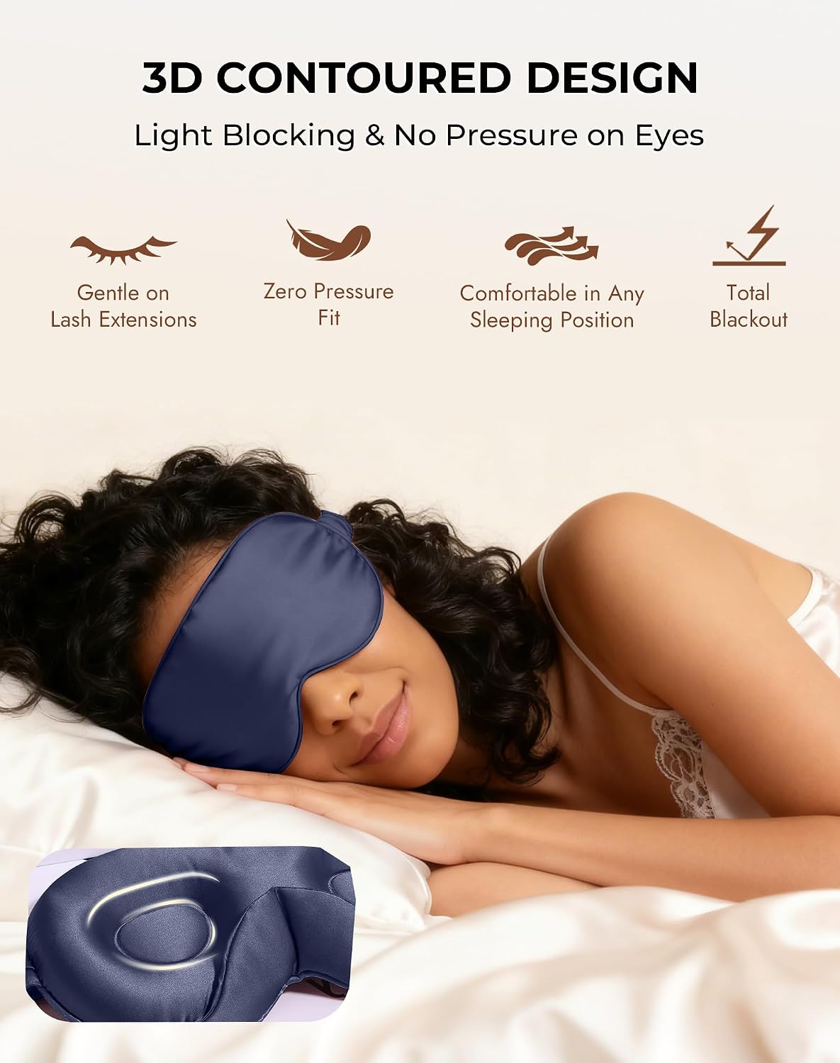 SilkSilky 100% 22 Momme Mulberry Silk Sleep Mask, Dark Blue