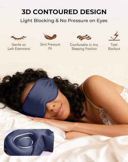 SilkSilky 100% 22 Momme Mulberry Silk Sleep Mask, Dark Blue