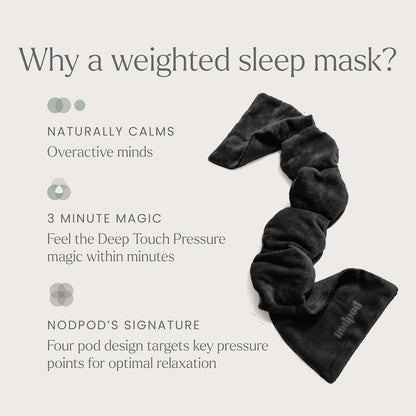 Nodpod Mineralized Silk Gentle Pressure Sleep Mask - Strap-Free, Light-Blocking Design for Sleep, Travel & Relaxation - Weighted Eye Pillow, Machine Washable (Willow)