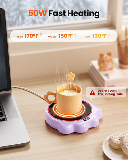 Gaiatop Mug Warmer, 50W Cute Cat Paw Cup Warmers, Heated Plate - Black | 3 Temp Setting, 2-10H Auto Shut Off, Coffee Accessories Keep Beverage Hot for Desk and Home, Stocking Stuffers for Tea Candle