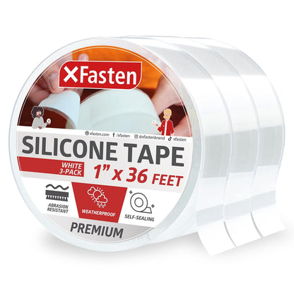 XFasten Self Fusing Silicone Tape Waterproof – 1" x 36 Feet Black, Self Amalgamating Tape, Silicone Rubber for Plumbing, Sealing Pipes, Hose Repair, Outdoor Coax and Electrical Cables – Weatherproof
