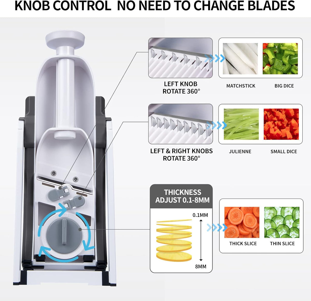 QYKIC Safe Mandoline Slicer for Kitchen, Adjustable Potato Slicer