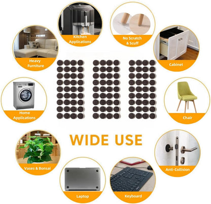 Felt Pads Small 3/8" Felt Pads for Cabinet Doors Bumpers, Cabinet Cushion Dots Felt Cabinet Door Stops, Self Adhesive Thick Bumper Pads to Protect Surfaces -Anti Scratch 234 Pcs Round Brown