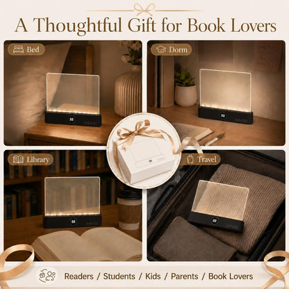 Book Light for Reading in Bed, Rechargeable LED Flat Book Light with Clear Full Page Panel, 3 Color Temperatures, Stepless Dimming, 1–99 Min Timer, 1200mAh USB-C Bookmark Light for Book Lovers(Pink)