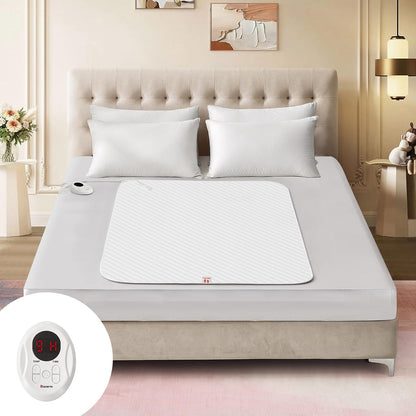 Bwarm Waterproof Heated Mattress Pad, ETL Certified Bed Warmer with 9 Heat Settings, 1-12 Hours Auto Off Deep Pocket, Machine Washable, White Foot Queen