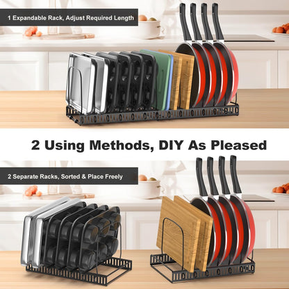 Housolution Cutting Board and Baking Tray Cookie Sheet Organizer, Black | 12"-23" Expandable, 14 Adjustable Dividers, Sturdy Metal Construction, Easy Assembly