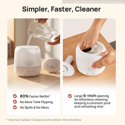 Clarston Humidifiers for Bedroom, 2L Cool Mist Humidifier, 24dB Quiet Sleep