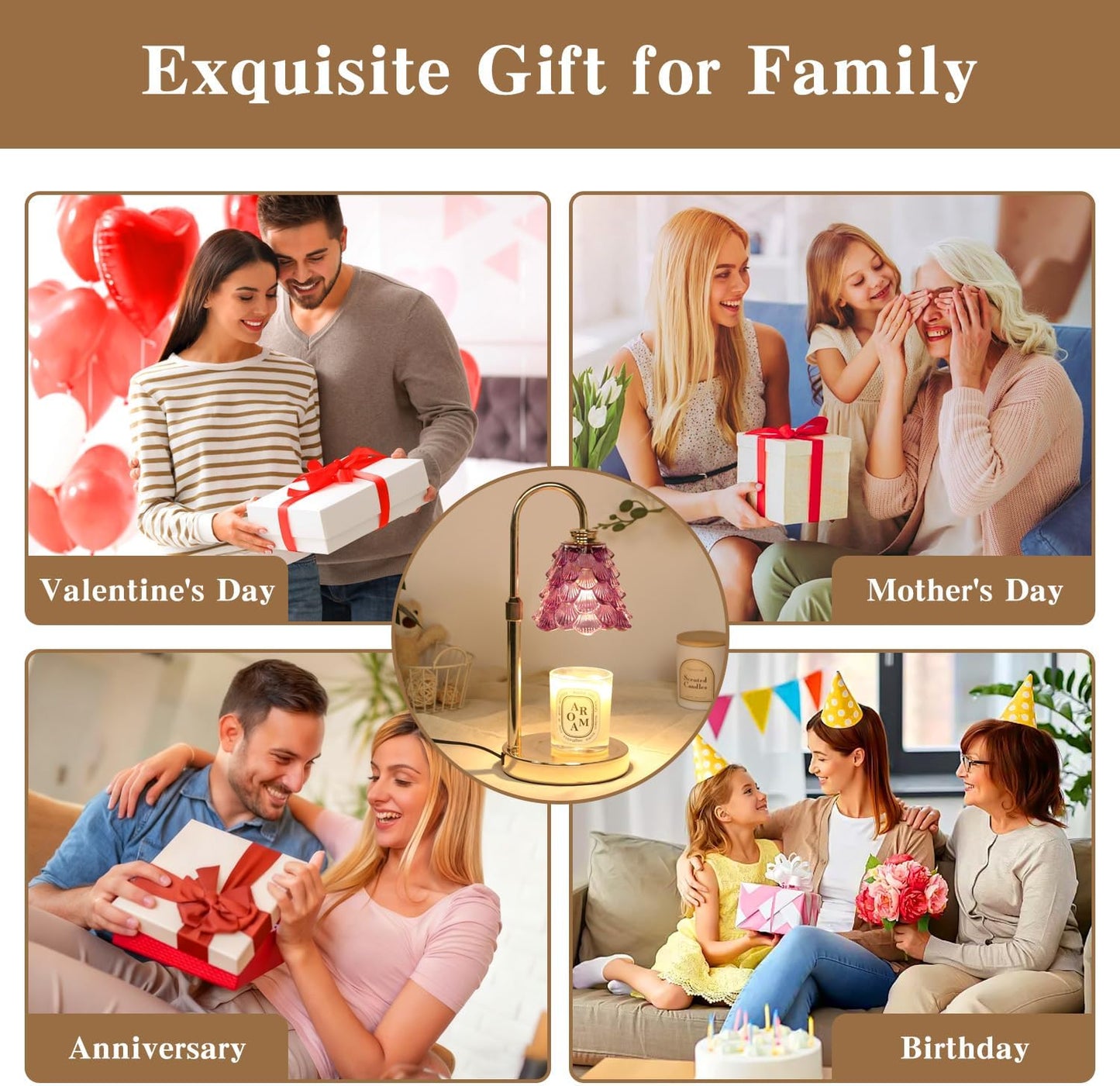 Fragrance Candle Warmer Lamp with 2 Bulbs Electric Candle Warmer with Timer & Dimmer for Home Decor