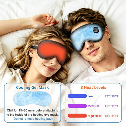 Heated Eye Mask for Dry Eyes, Cordless Warm Eye Compress, Heat and Cooling