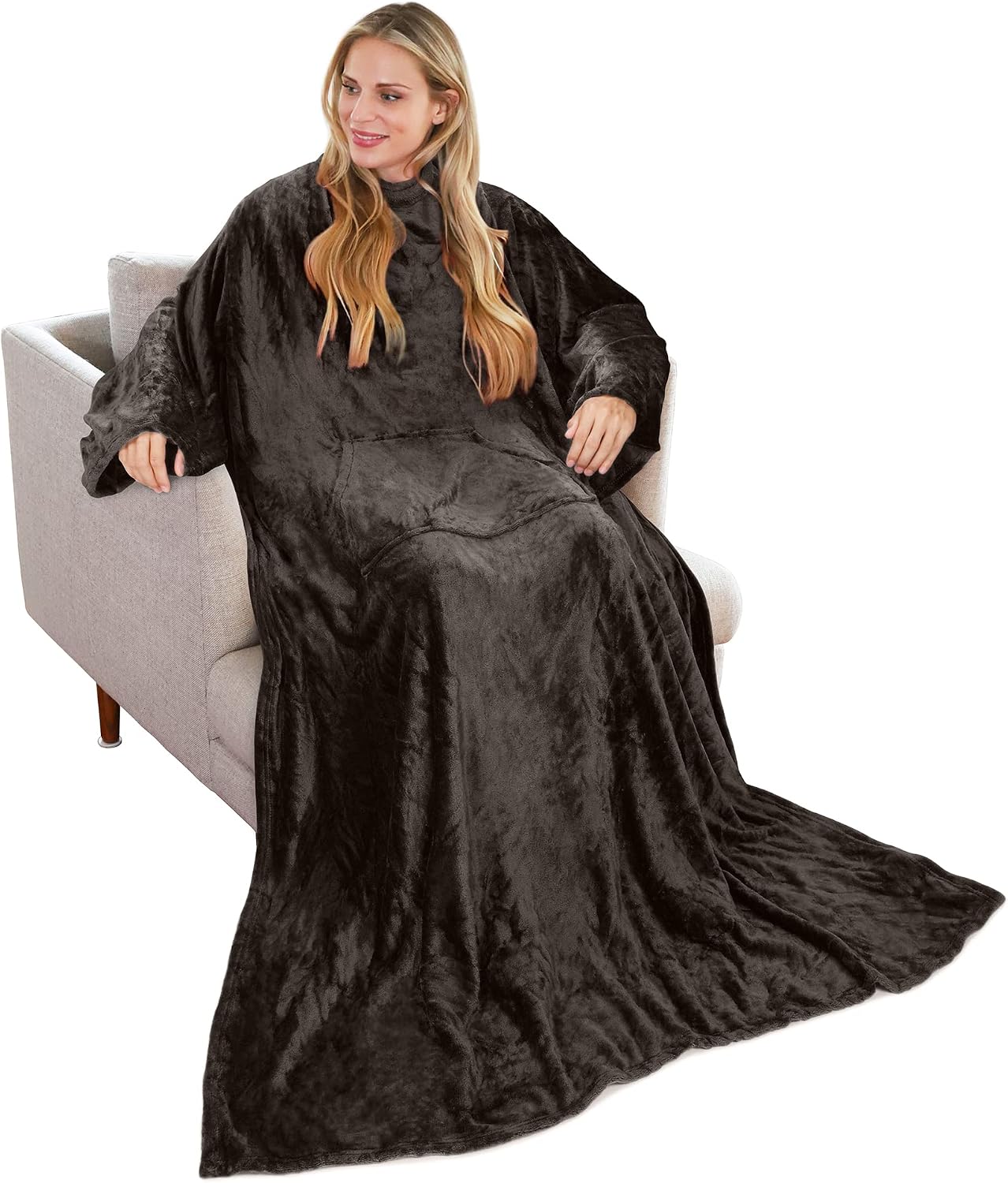 Solaris Wearable Blanket with Sleeves for Adults, Softness Comfort Warmth Fleece Gift for Women Men, Snuggy Body Throw TV Blanket for Home Office Lounge, Gift for Your Lover