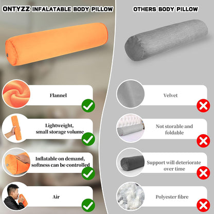 ONTYZZ Inflatable Round Neck Pillow Cervical Roll Pillow, 4.9 * 14.96 inch | Cylinder Bolster Pillow for Head, Neck, Back, Legs and Yoga, Grey