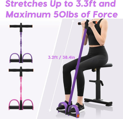 Pedal Resistance Band with Handles, 6-Tubes Natural Rubber Exercise Bands | Upgrade Foot Pedal Resistance Bands for Working Out, Multifunction Fitness Equipment for Abdomen, Waist, Arm, Leg, Pilates