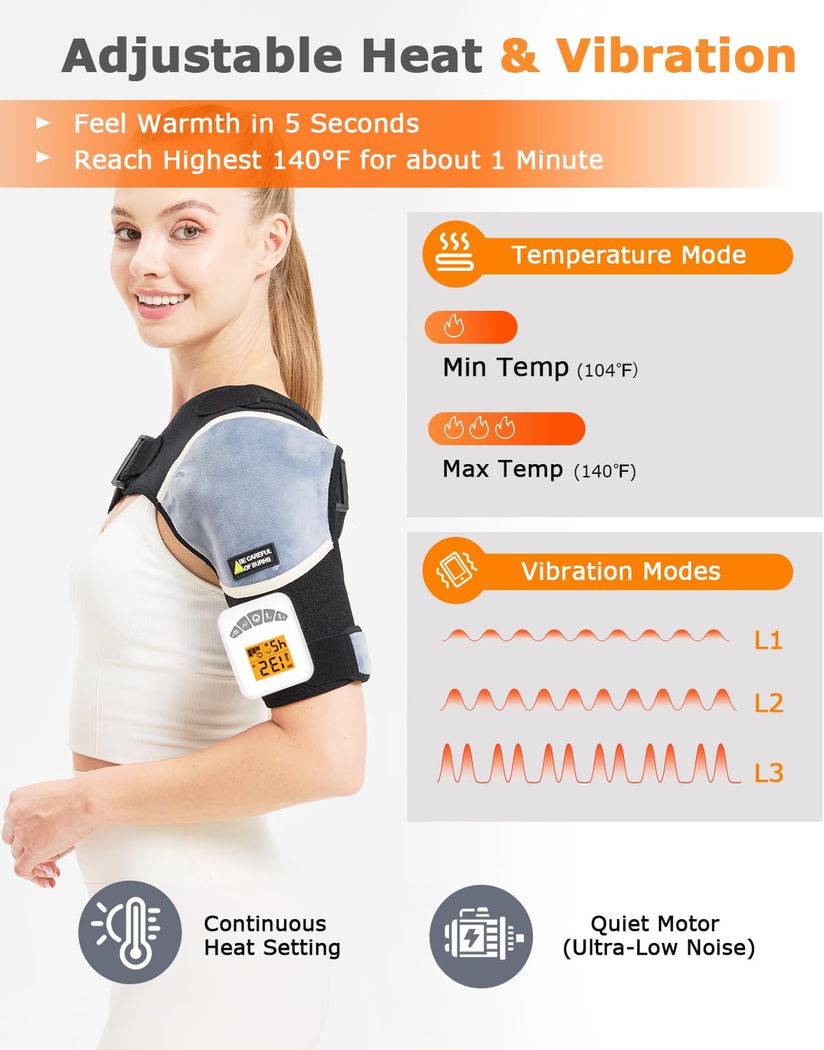 Cordless Leg Massager for Circulation and Pain Relief - 5000mAh Portable Heating Pad for Leg and Calf with 3-Level Vibration Massage, 104-140℉ Adjustable Temperature & 30/45/60 Min Timer