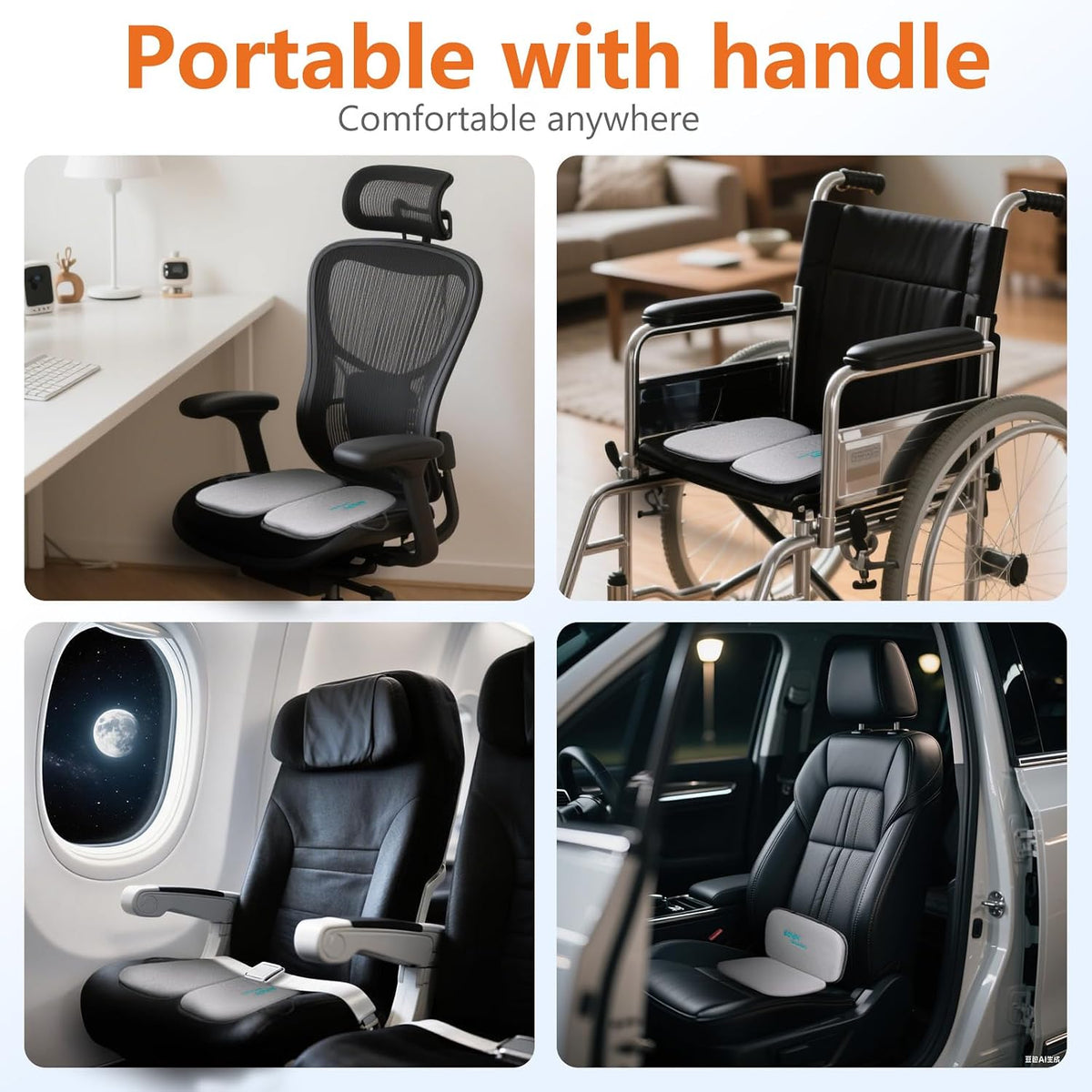 Sojoy iGelComfort 3 in 1 Foldable Gel Seat Cushion Featured with Memory Foam (A Must-Have Travel Cushion! Smart, Easy Travel Cushion) (Size: 18.5“ x 15" x 2")