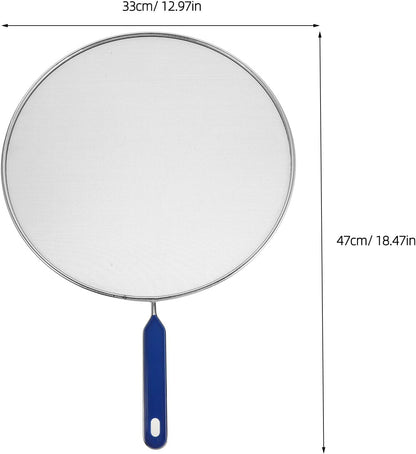 Splatter Screen for Frying Pan - 18.5" Stainless Steel Grease Splatter Guard with Fine Mesh & Heat-Resistant Handle - Oil Splash Shield for Bacon Frying and Cooking