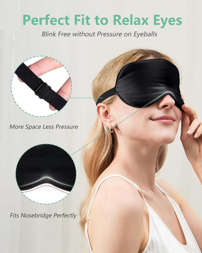 BeeVines 100% Mulberry Silk Sleep Mask, Light Blocking Eye Masks (2 Packs)