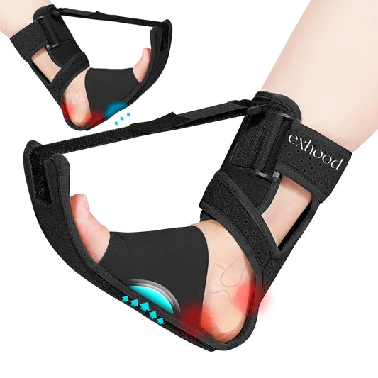 Upgraded Plantar Fasciitis Night Splint,Plantar Fasciitis Relief | Adjustable Straps,Supportive Foot Braces with Arch Cushion for Achilles Tendonitis, Heel Spur Pain Relief Day,Night (Black)