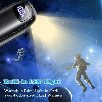 Hand Warmers Rechargeable, Electric Dual-Sided Heating with LED Display & Flashlight, Max 127℉, 13Hrs Long Lasting Pocket Heater for Raynauds, Golf, Hunting, Camping, Birthday Gifts for Men Women