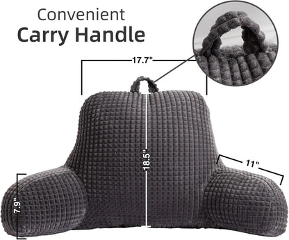A Nice Night Darkgrey 17" Bed Wedge Pillows with Arms for Sitting