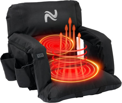 25in 5.12" Extra Thick&Wide Heated Stadium Seat for Bleachers | Sofa Style Design Thick Bleacher Chair With Back and Comfy Cushion, 6 Reclining Positions, 3 Heat Levels (NO Battery)