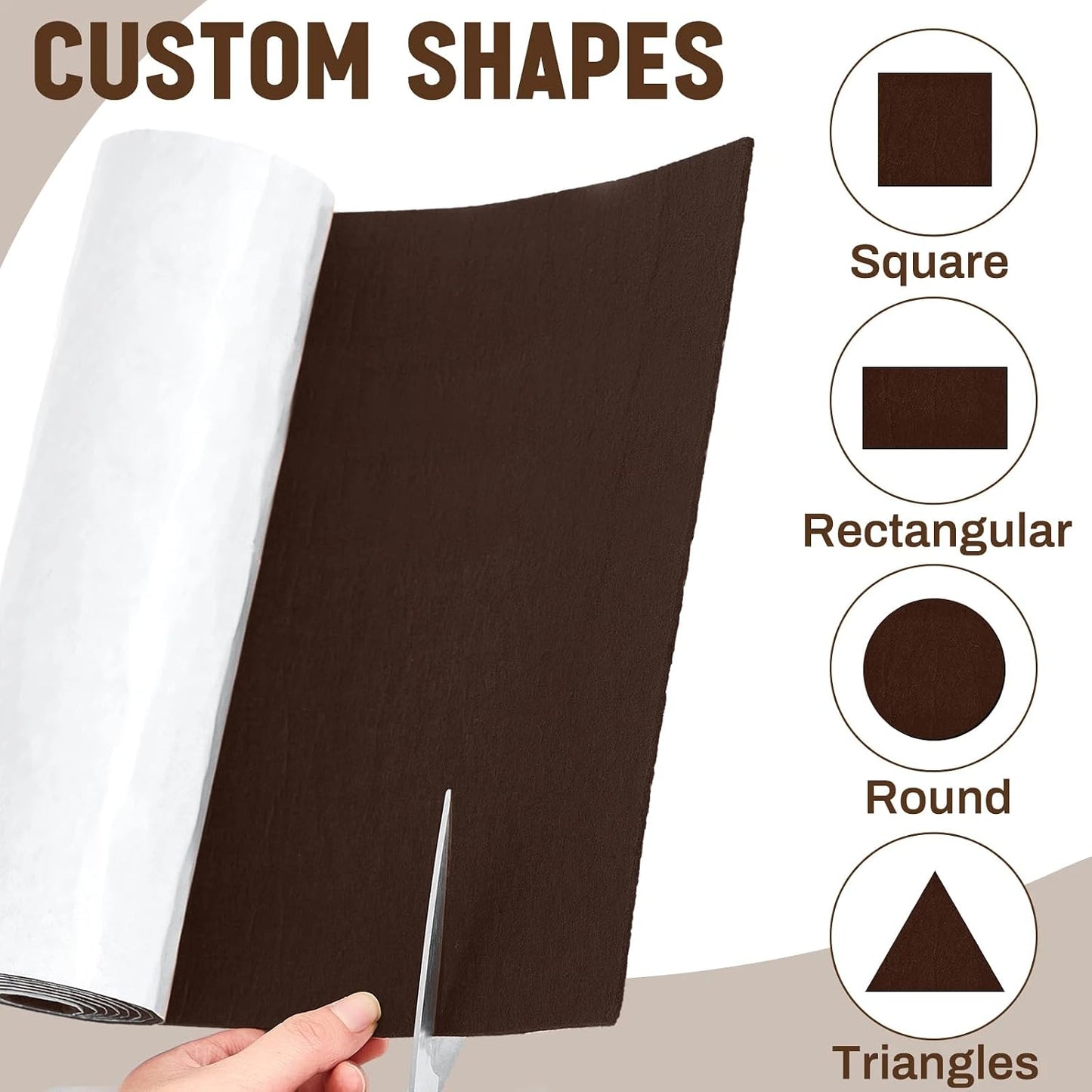 Fullhawl Large Felt Furniture Pads 8 x 60 Inch Non Slip Self Adhesive Heavy Duty Cuttable Strip Roll Felt Sheet Tape for Protecting Hardwood Floors Chair Wall, White