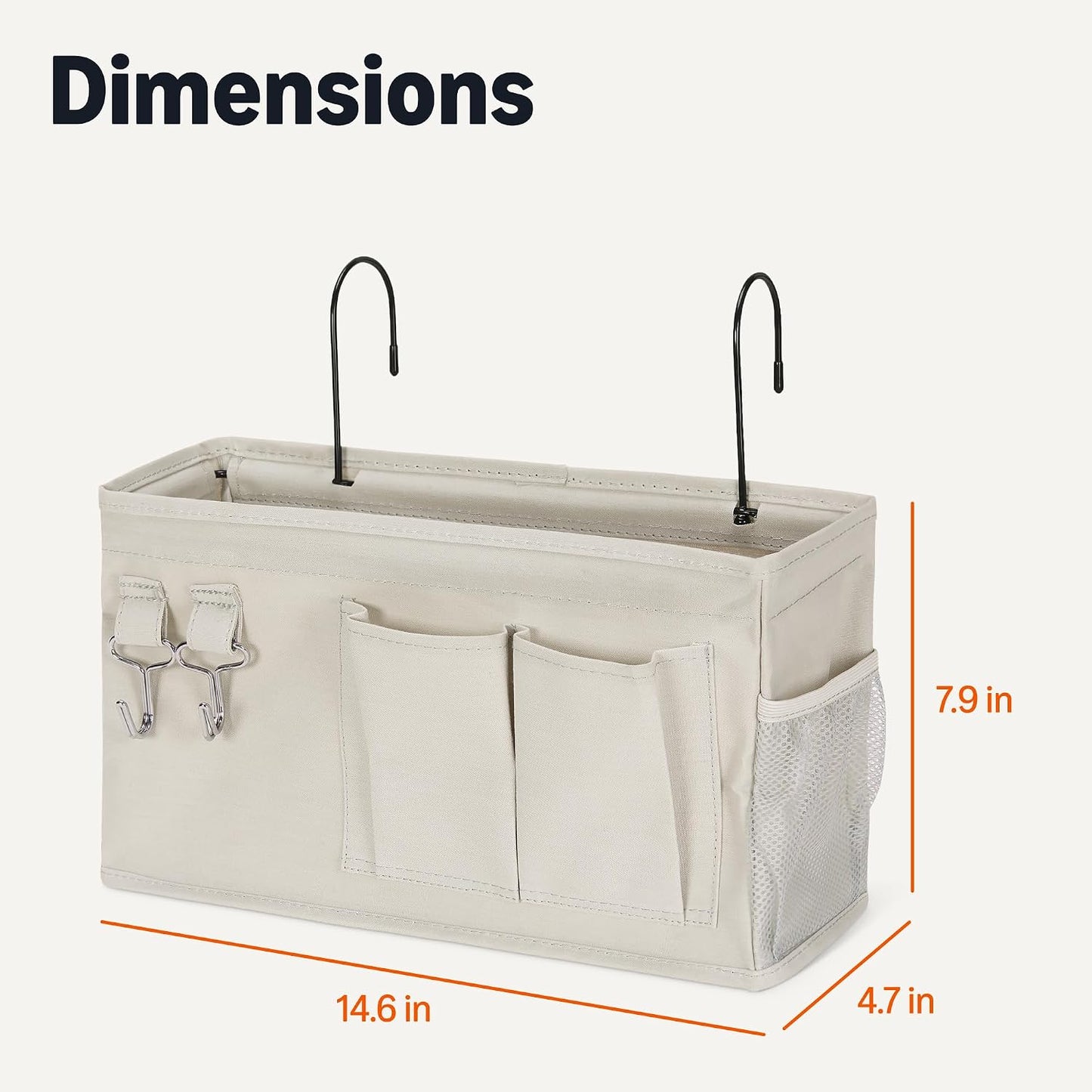 Amazon Basics Bedside Caddy Hanging Storage Organizer for Phone and Bedside Essentials, 4.72 x 14.57 x 7.87 in, Dark Grey Linen