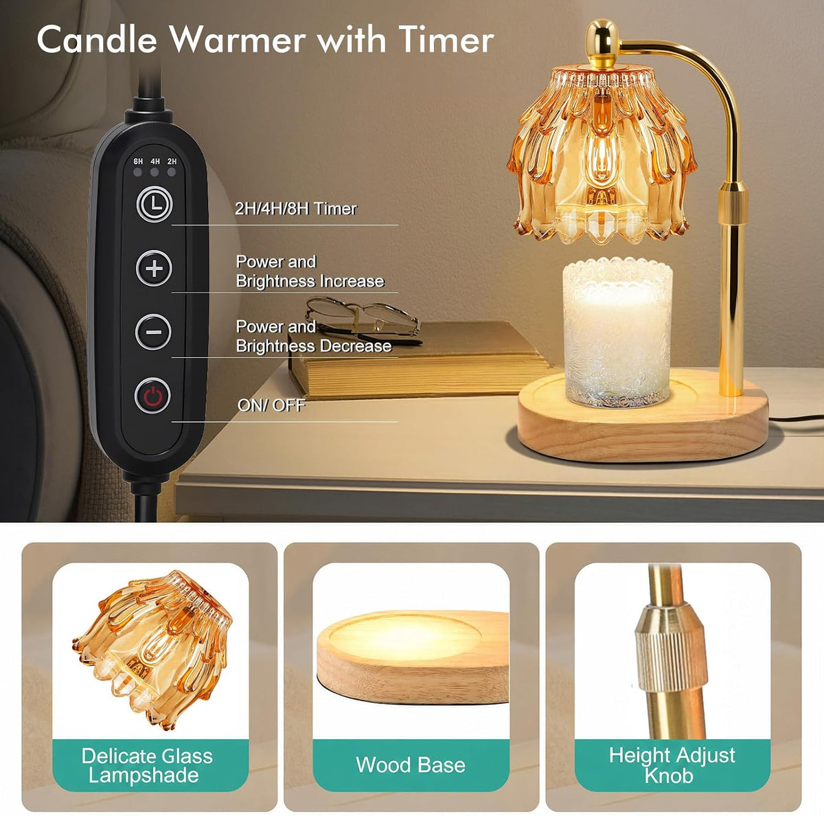 Candle Warmer Lamp with Timer,Birthday Gifts for Women
