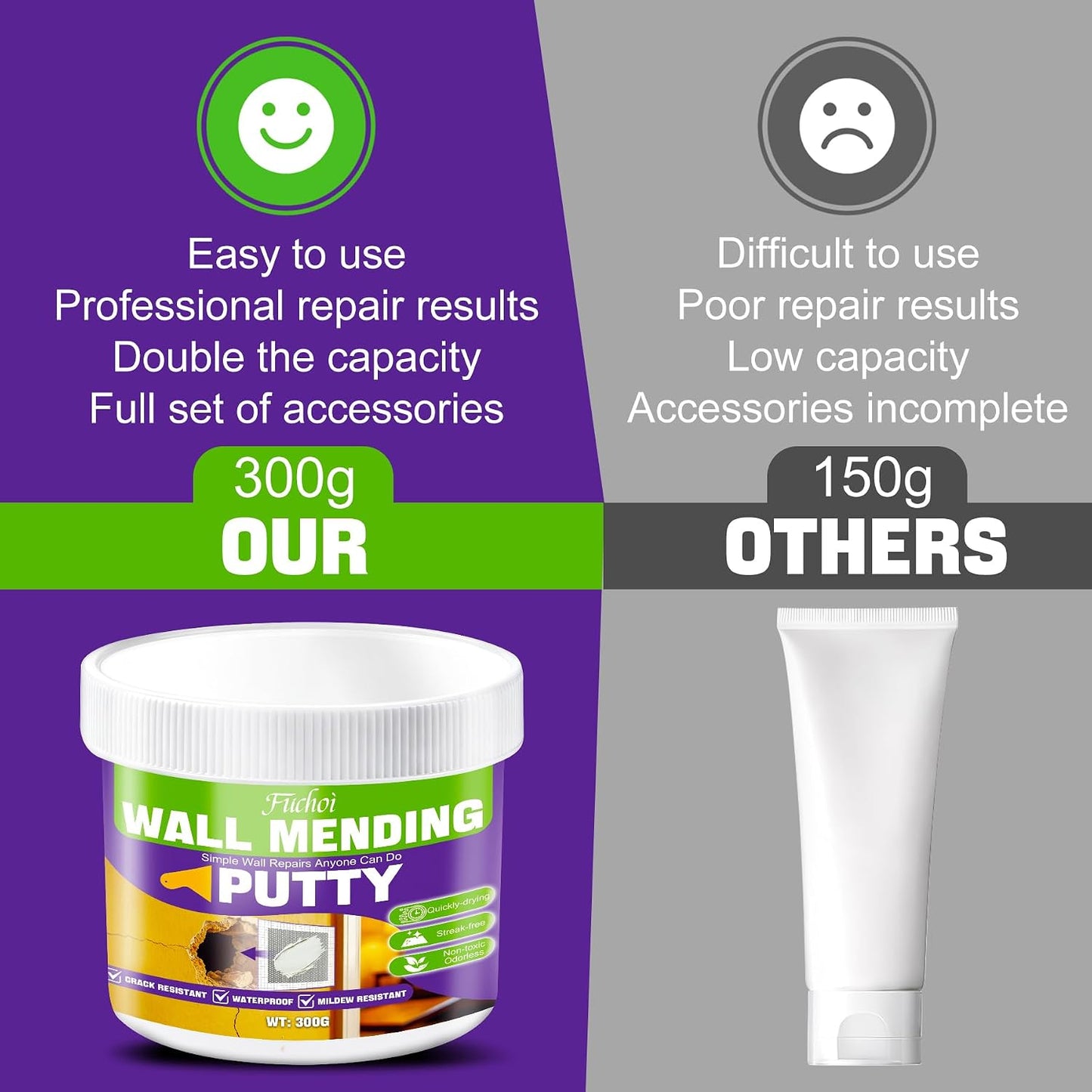 Drywall Repair Kit, 10.5oz Wall Spackle Paste,Drywall Hole Patch Repair Kit | For filling nail holes and crack on wall surfaces,drywall mud plaster with scraper & self-adhesive mesh patches