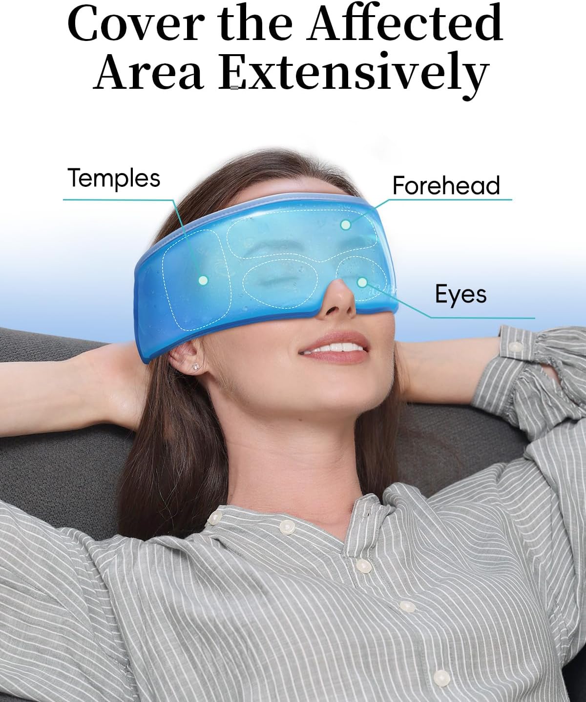Cooling Eye Mask for Puffy Eyes, FSA Eligible HSA, Headache and Migraine Relief Gel Eye Mask, for Headache, Puffiness, Eye Strain, Reusable Face Ice Pack for Post-Surgery Care, Deep Blue