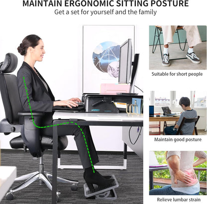 EUREKA ERGONOMIC Tilt Adjustable Footrest, Foot Rest for Under Desk at Work with Massage Surface, Office Foot Rest Under Desk with 20 Degree Tilt No Locking, Metal Frame | 20° tilt adjustable foot rest with massage surface and sturdy metal frame,