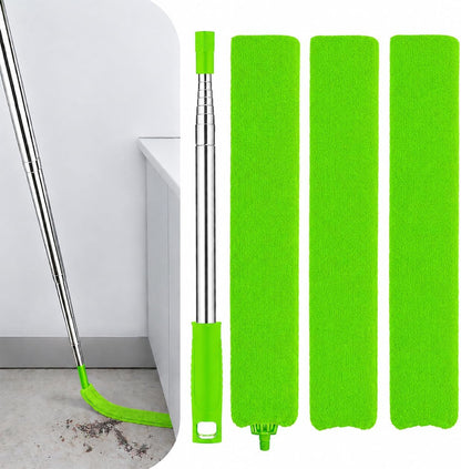 Retractable Gap Dust Cleaner with Extension Pole & 3 Microfiber Cloths | Cleaning Tools with 3 Microfiber Dusting Cloths | Long Handle Duster 30-100'' | Under Refrigerator Furniture Appliance Blue
