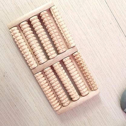 10.63 Inch * 4.72 Inch 5 Row Foot Massage Roller Wooden Dual Control Foot Massager for Home Use Suitable for All Seasons
