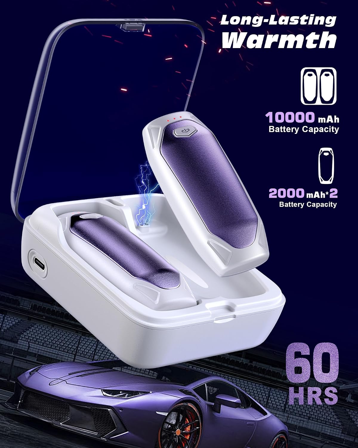 Kesguar Hand Warmers Rechargeable - 2 Pack 14000mAh AI Electric Hand Warmers with Charging Case, Magnetic 2 in 1 Pocket Handwarmers, Portable Heater Gifts for Women/Men/Golf/Camping/Hunting