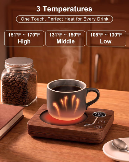 Coffee Mug Warmer, CEROBEAR Mug Warmer for Desk 3 Temperature Control 130℉/150℉/170℉, Cup Warmer with Auto Shut Off for Coffee Milk Tea Beverage-Black