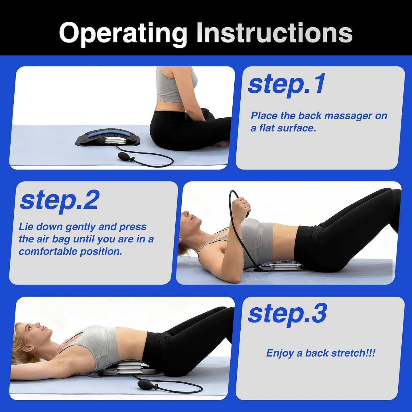 Back Stretcher for Lower Back Pain Relief, Adjustable Lumbar Traction Device, Ergonomic Spine Board with Acupressure Points, Back Massager for Spinal Decompression and Scoliosis
