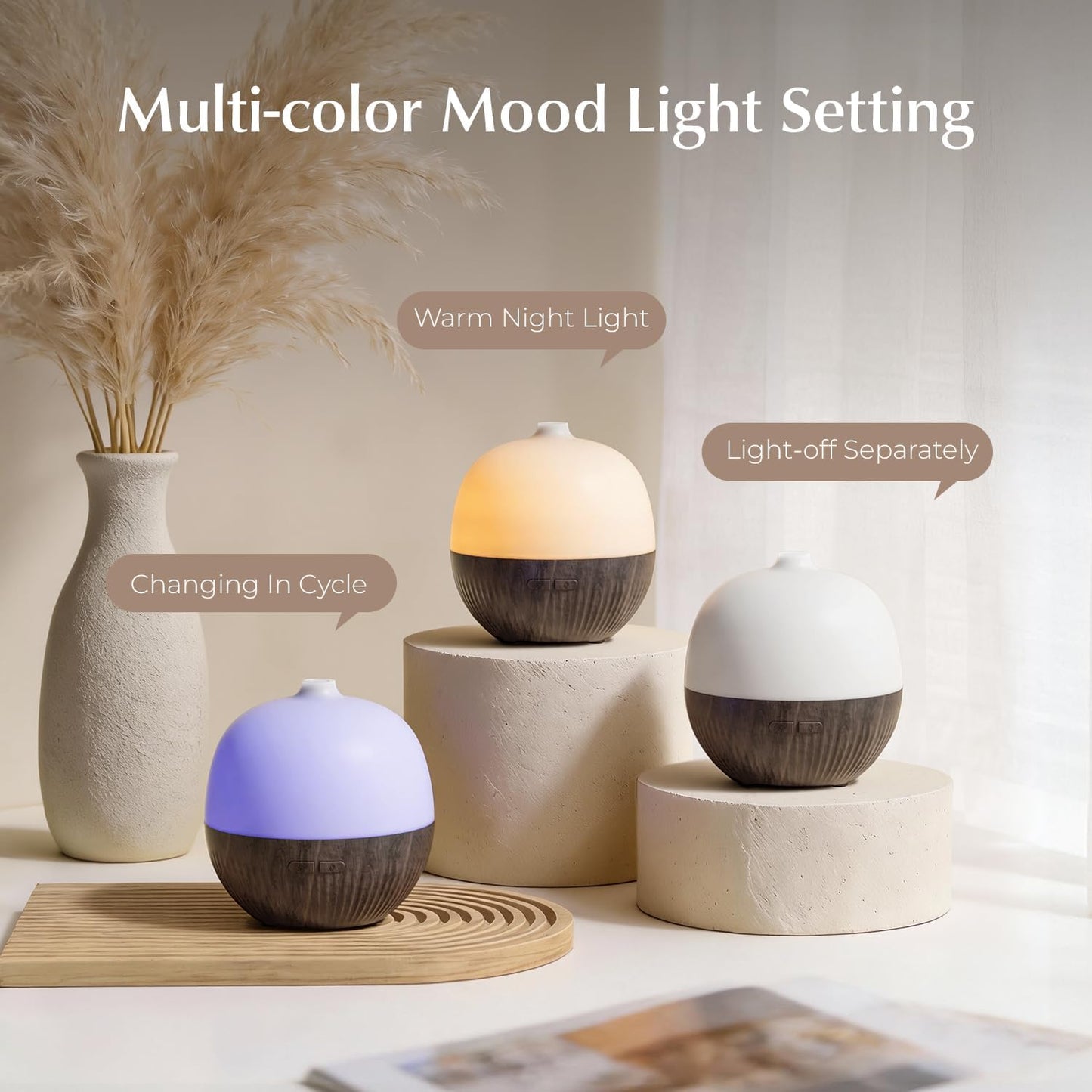 ARVIDSSON Essential Oil Diffuser, 100ml Small Aromatherapy Diffuser with Mood Light, Ultrasonic Oil Diffusers for Home, Mini Diffuser for Essential Oils, Gift for Women