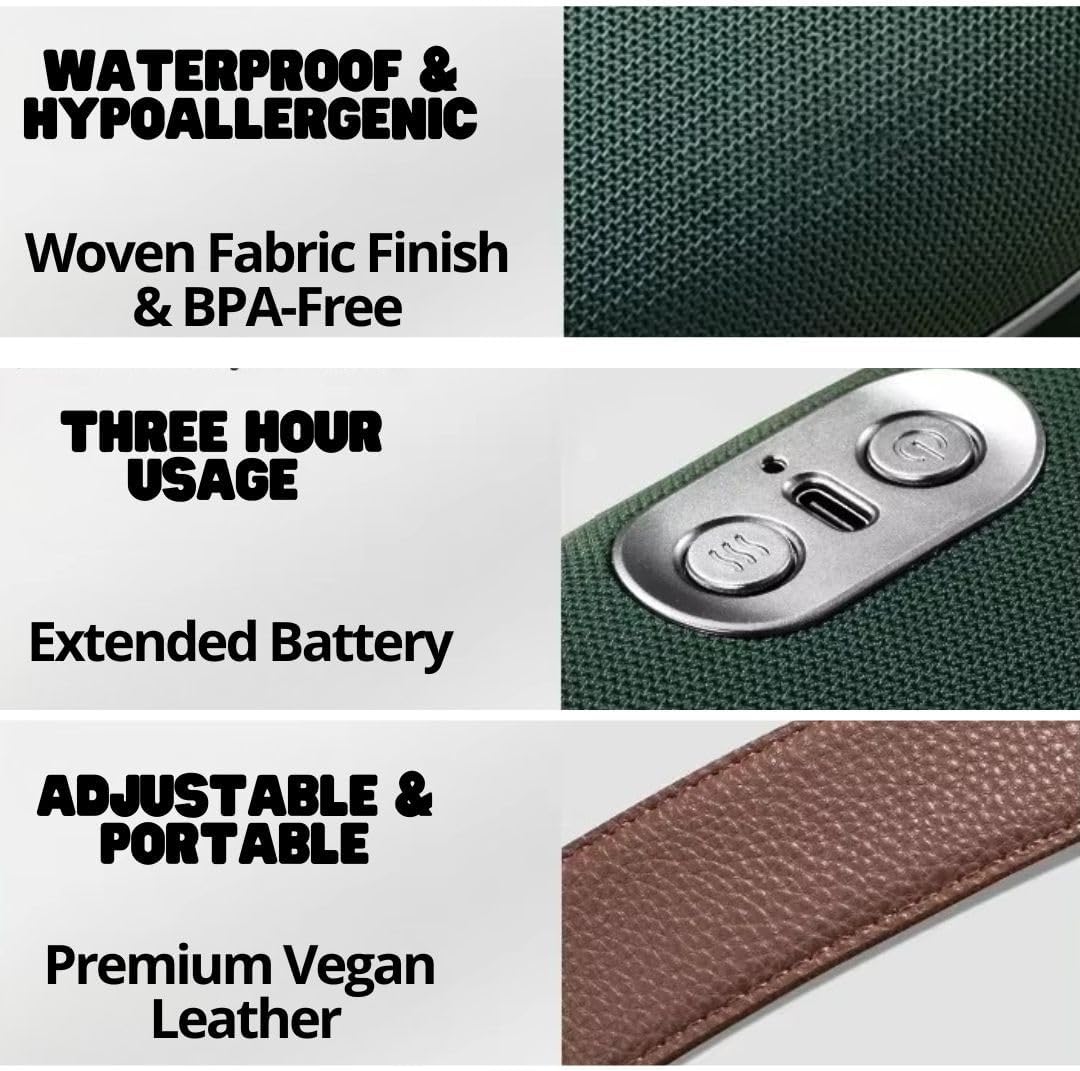 4D Wireless Neck Shoulder Massager - Upgraded 5 Mode-Massage System, Extended Battery, BPA-Free, Vegan Leather Strap - Deep Tissue Massage- Portable Shiatsu Massager - Dual Heat