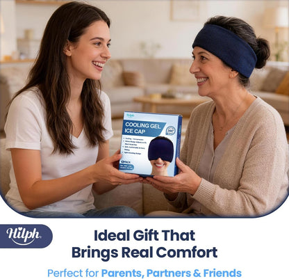 Hilph Adjustable Migraine Relief Cap, Headache Hat with Thickened Gel | Reusable, Flexible Gel, 360° Cold Compression Therapy Wrap for Tension, Stress, Sinus & Hangover Relief, Gift for Women Men