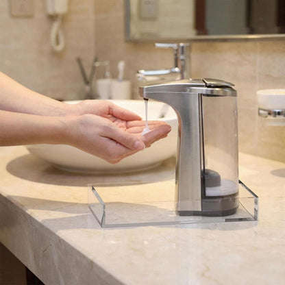 Acrylic Dispenser Drip Tray, Automatic Soap Dispenser Bracket, Laundry Detergent Drip Catcher Prevent Dripping and Spraying, Soap Dispenser Water Tray (Not Include Soap Dispenser)