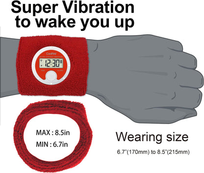 Coolfire - Vibrating Alarm Clock Sweatband, Silent Wake Yourself Up Wristband Vibrating Alarm Watch for Couples, Students, Easy to Set on User-Friendly App, Hearing Impaired, USB Chargeable