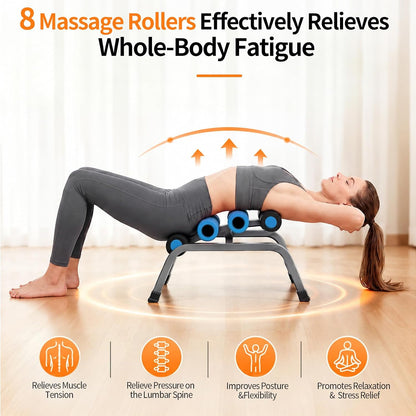 Mini Inversion Table with Rollers, Spinal Decompression Table Rollers | Back Extension Machine for Back Pain Relief, Easy to Assemble & 297 Weight Capacity, Home Gym Equipment