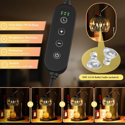Modern Minimalist Wax Warmer for Jar Candles, Timer & Dimmer | Modern minimalist style. Timer & dimmer safe melt. 2 bulbs & heat-proof base. Perfect for living room, bedroom, or office.