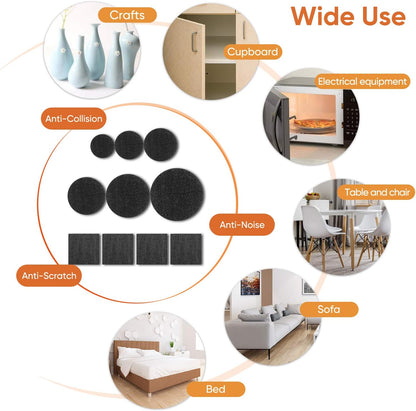 Furniture Pads 300 Pack Furniture Felt Pads for Hardwood Floors, Beige | Huge Quantity Self Adhesive Anti Scratch Floor Protector for Furniture Legs with 60 Cabinet Door Bumpers