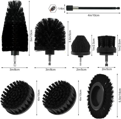 8 Pcs Drill Brush Attachment Set - Power Scrub Brush Kit | Brush Drill with Extend Long Attachmen - All Purpose Household Cleaning Brushes for Car, Grout, Floor, Tub, Bathroom