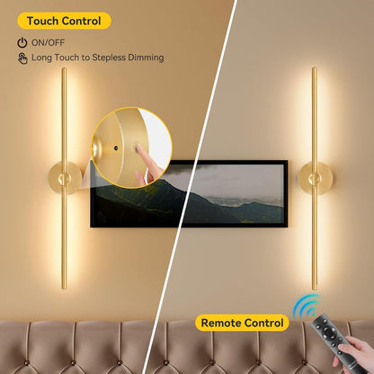 Battery Operated Wall Sconces Set of 2, Remote Control, 10000mAh, Black