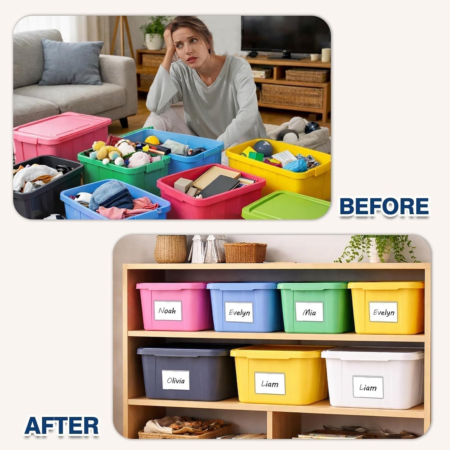 H4D 24 Pack labels for Storage Bins, 4" x 6" Plastic Clear Adhesive Pockets | Top-Open Index Card Holder, Waterproof & Removable Labels for Storage Bins, Totes, Containers, Shelves & Library Organization